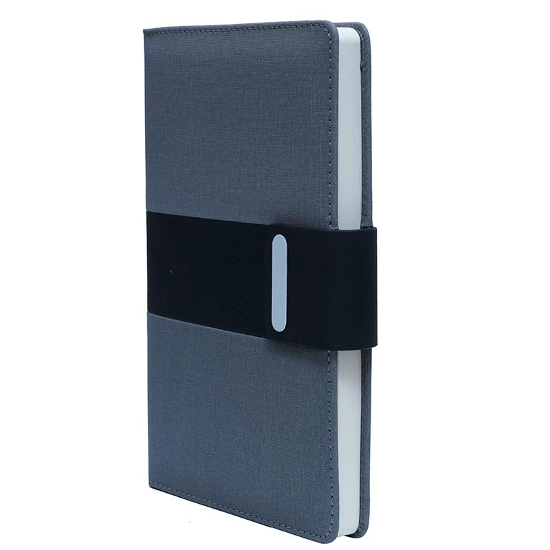 Gray & Black - Pu Leather Notebook With Closure